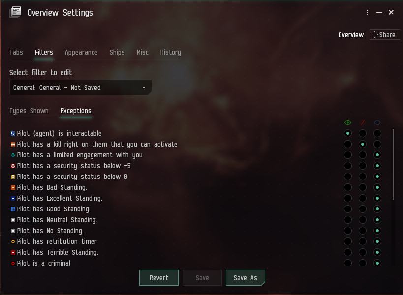 オーバービュー設定 – EVE Online