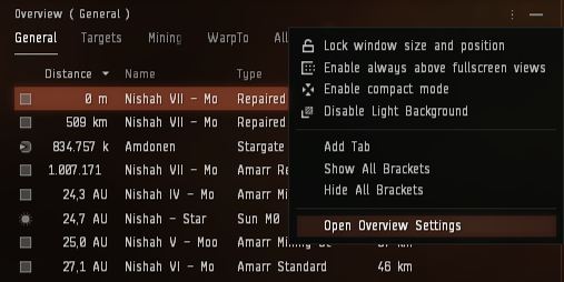 Overview Settings EVE Online