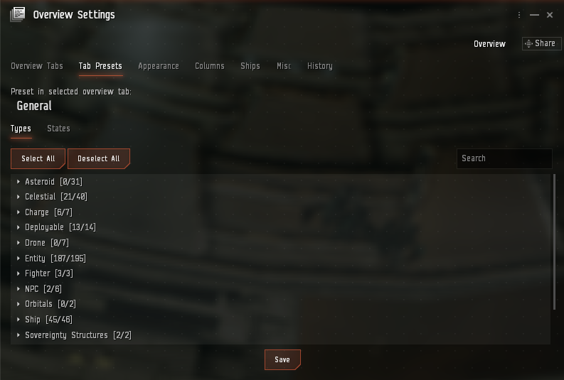 Overview Settings EVE Online