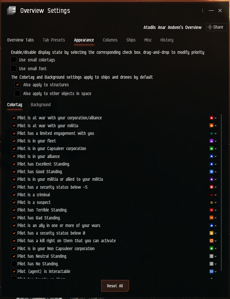 Overview Settings EVE Online