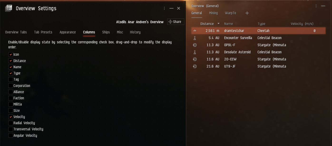 Overview Settings EVE Online