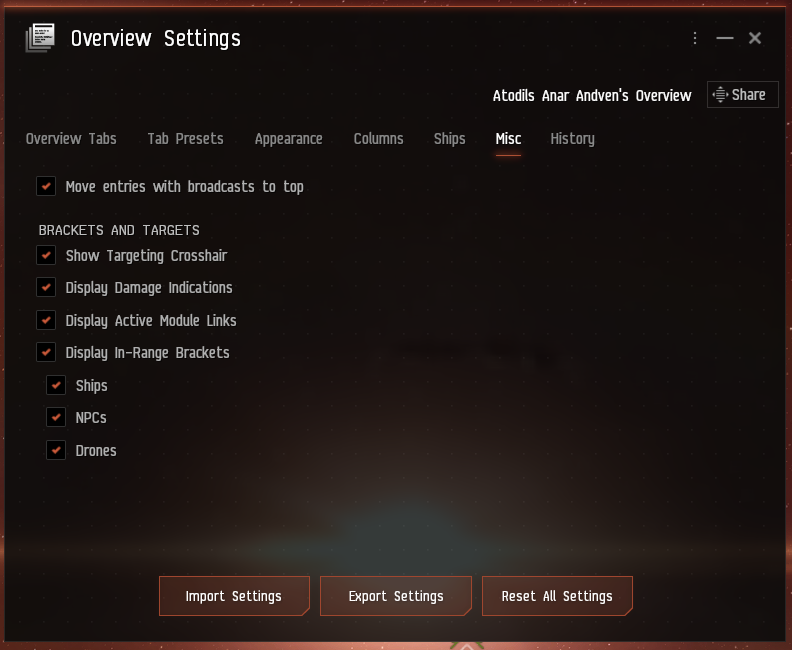 Overview Settings EVE Online