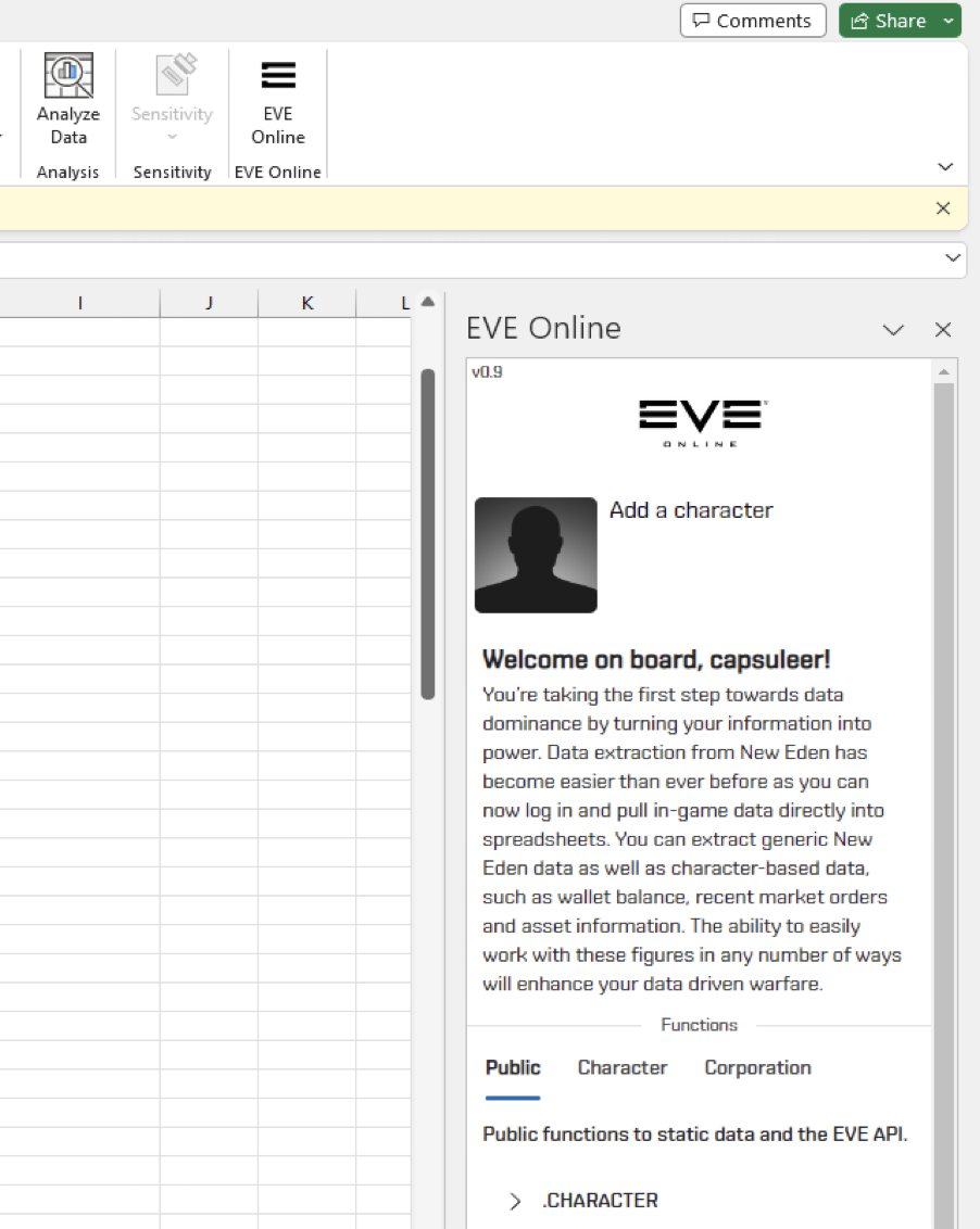 EVE Online Excel插件 – EVE Online